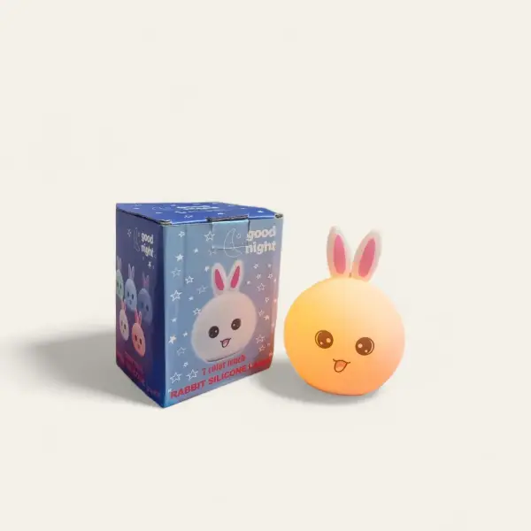 Silicone Rabbit Night Lamp for Kids – LED Colour Changing Table Lamp, USB Rechargeable, Soft & Soothing Light for Bedrooms (Multicolour)