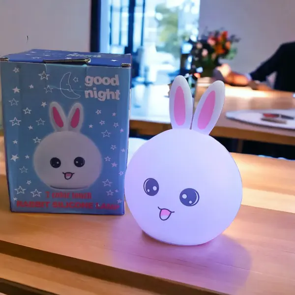 Silicone Rabbit Night Lamp for Kids – LED Colour Changing Table Lamp, USB Rechargeable, Soft & Soothing Light for Bedrooms (Multicolour)