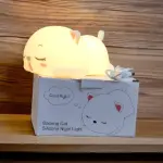 Cat Silicone Touch Night Lamp – USB Rechargeable, 7-Color Changing Light for Kids' Bedroom & Table