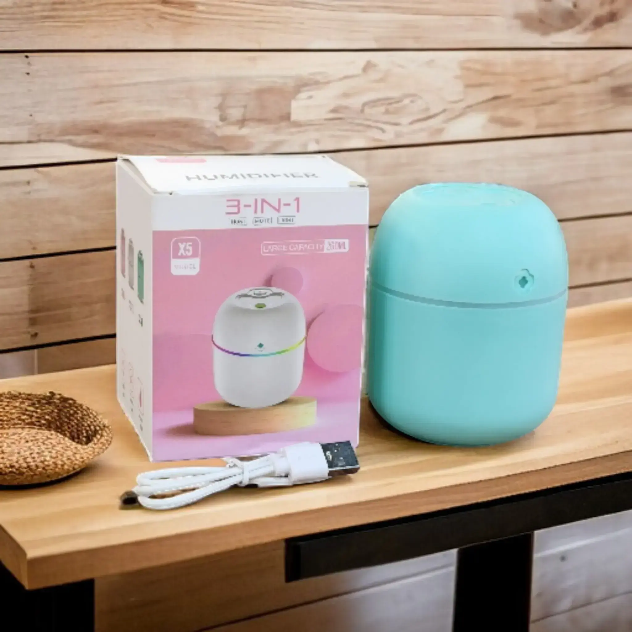 Ultrasonic Cool Mist Humidifier and Essential Oil Aroma Diffuser – Quiet, Multicolour LED Night Light, Portable USB-Powered Humidifier for Home, Office, and Car
